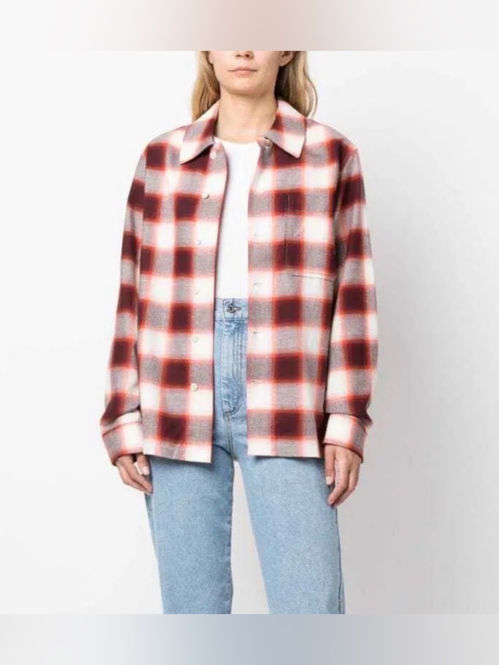 SANDRO Grunge Check Button-Up Shirt